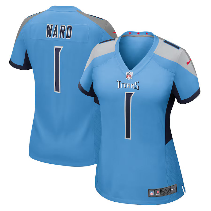 Women's Tennessee Titans Nike Light Blue 2025 NFL Draft First Round Pick Game Jersey