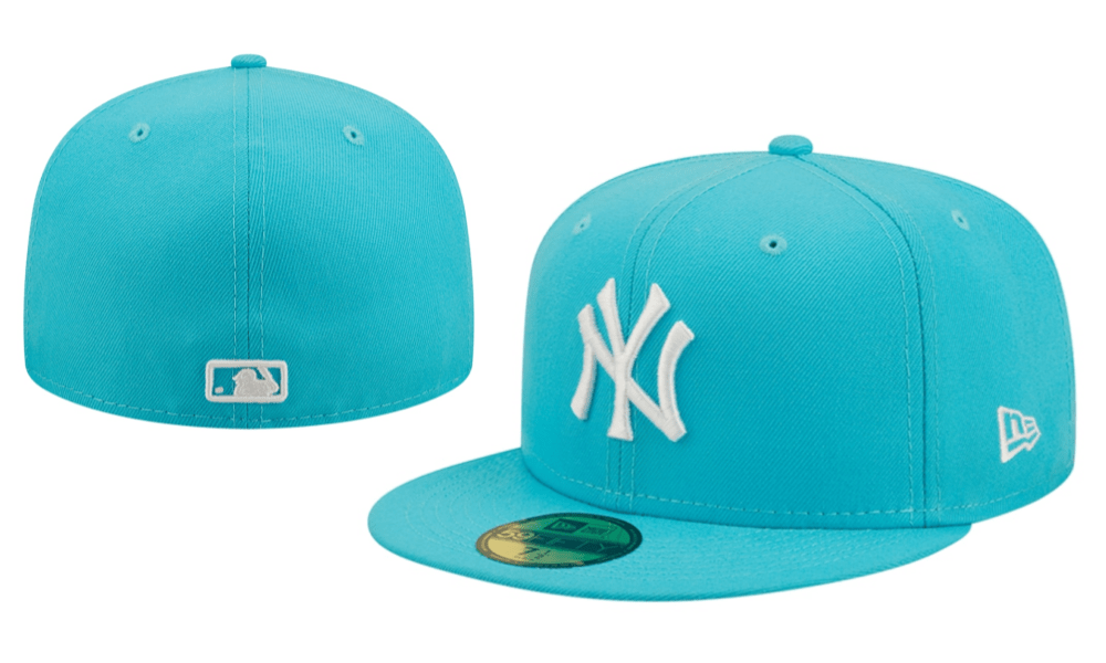 New York Yankees Aqua Blue Fitted Cap with MLB Logo