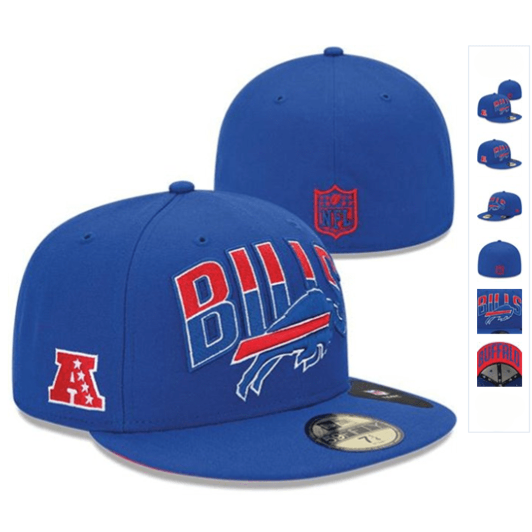 Buffalo Bills Blue Fitted Cap with Logo & AFC Patch