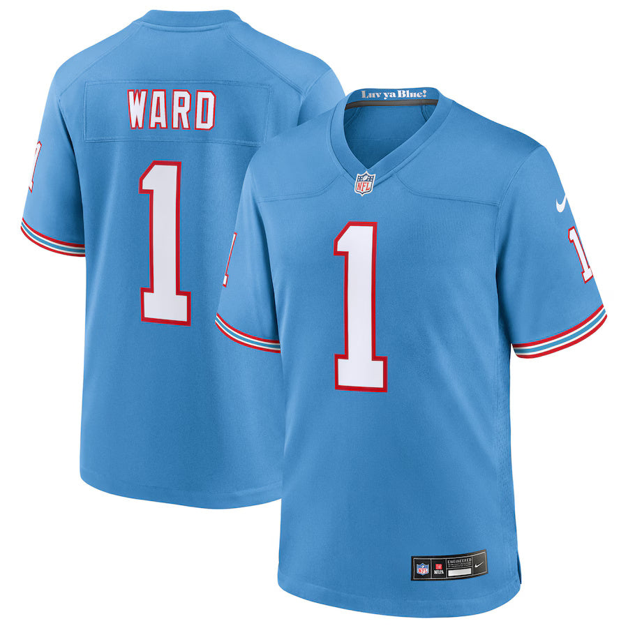 Men's Tennessee Titans Nike Light Blue 2025 NFL Draft First Round Pick Game Jersey