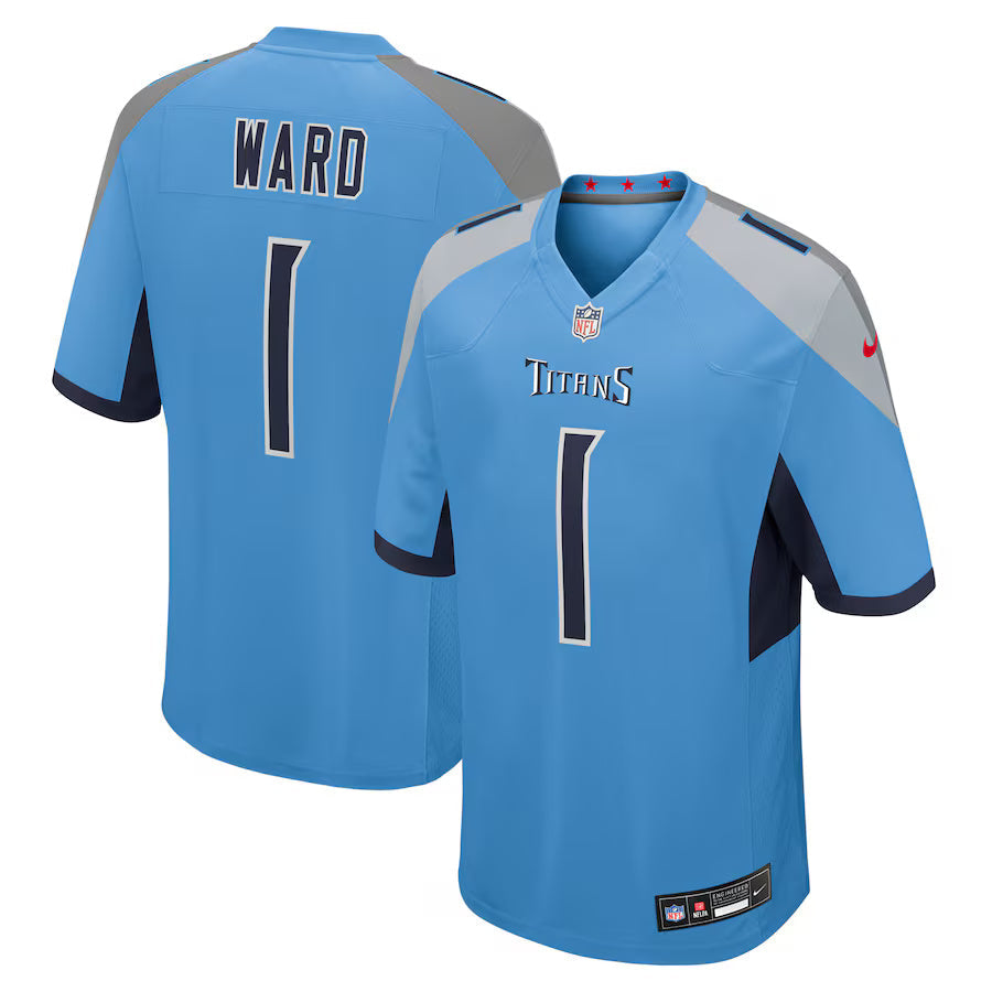 Men's Tennessee Titans Nike Light Blue 2025 NFL Draft First Round Pick Game Jersey