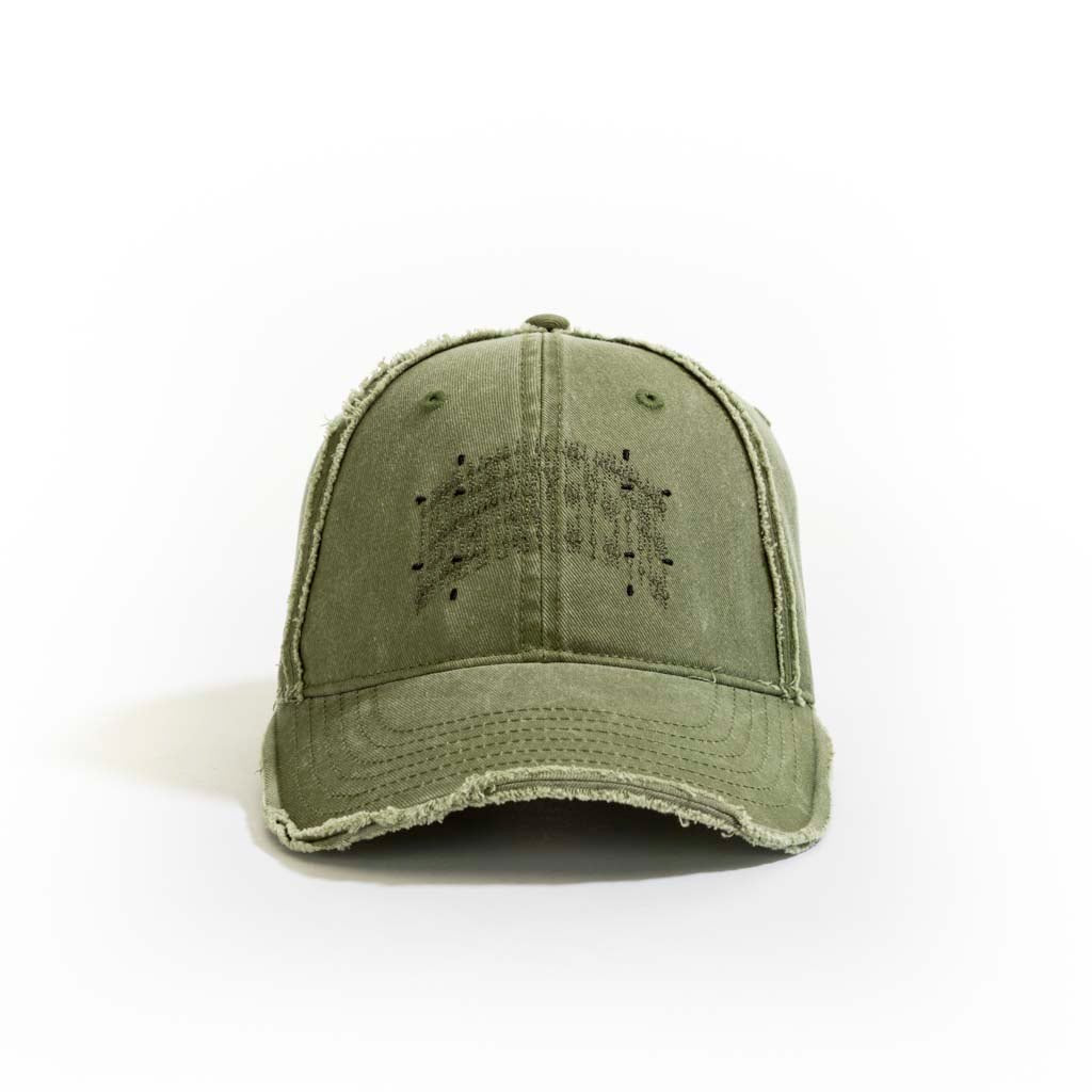 Washed Denim Baseball Cap // Olive