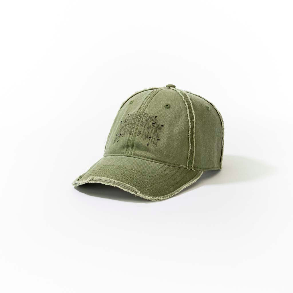 Washed Denim Baseball Cap // Olive
