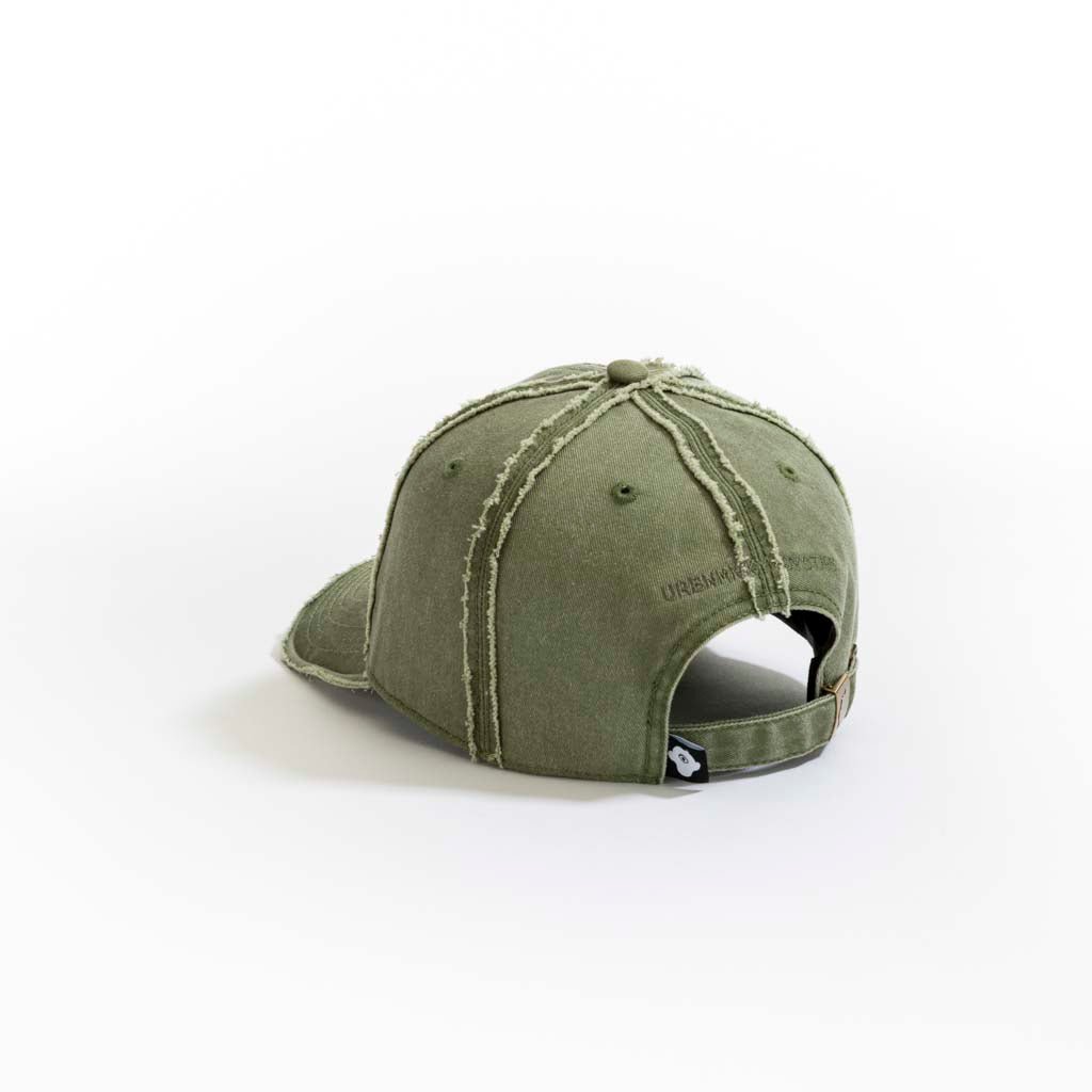 Washed Denim Baseball Cap // Olive