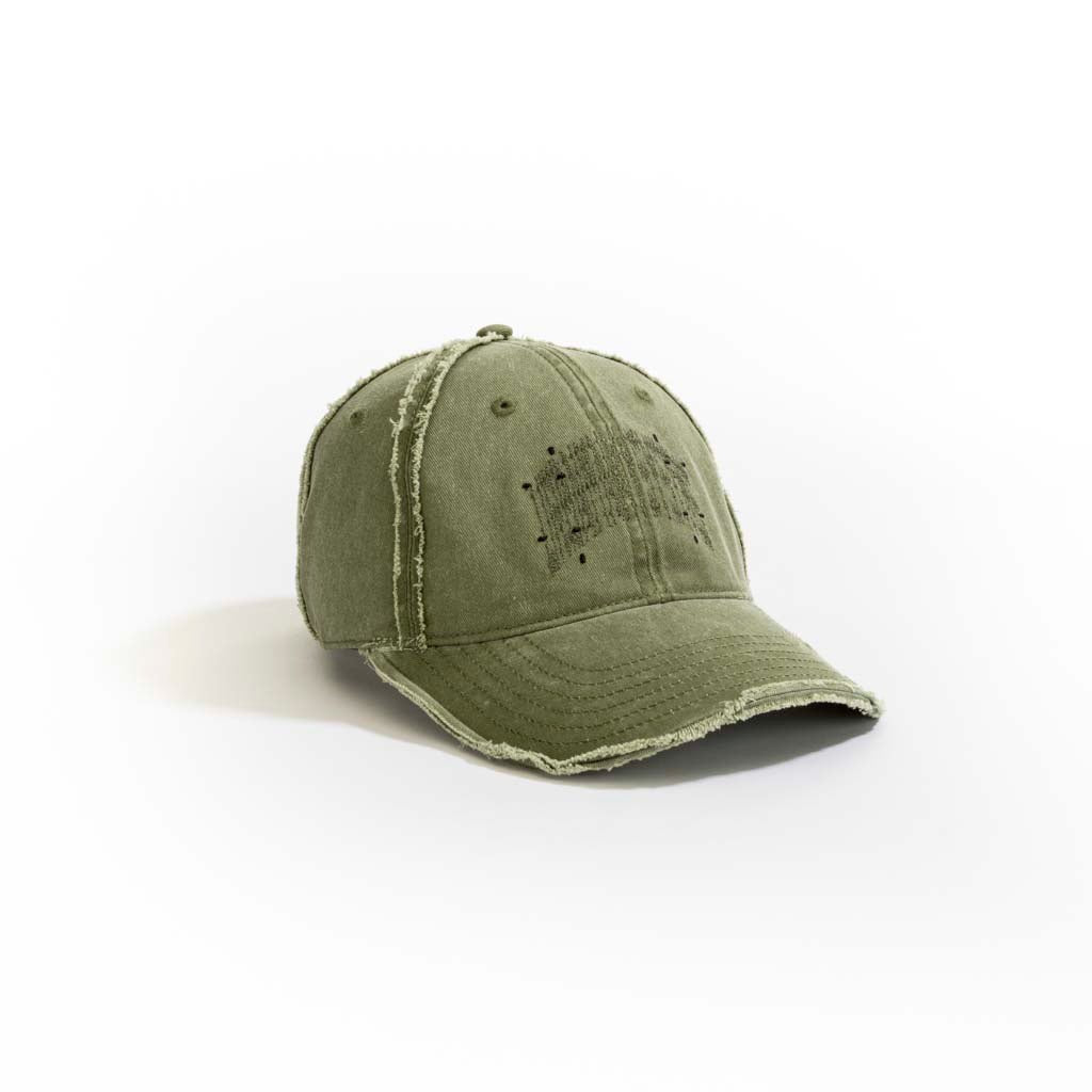 Washed Denim Baseball Cap // Olive