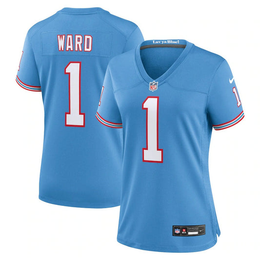 Women's Tennessee Titans Nike Light Blue 2025 NFL Draft First Round Pick Game Jersey